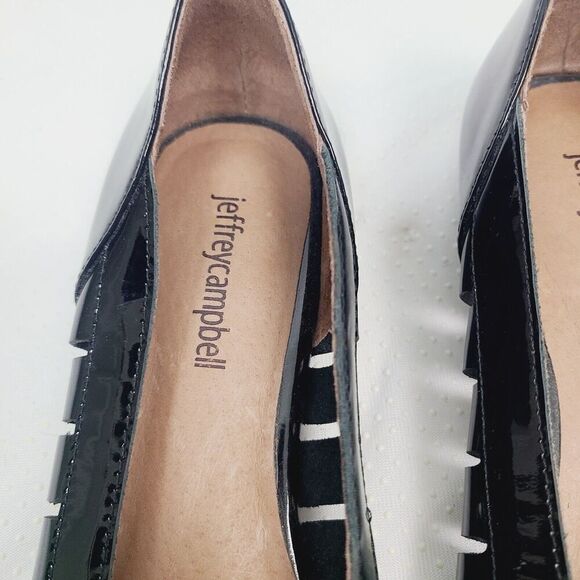 Jeffrey Campbell Muscatel Ballet Flats 8‎ Black Patent Leather Strappy Slip-On - Picture 5 of 9